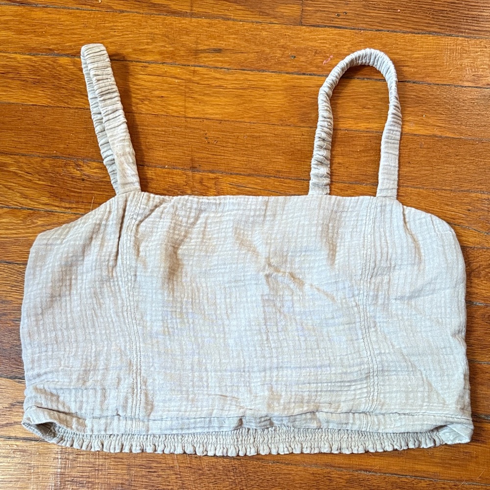 Beige Textured Crop Top